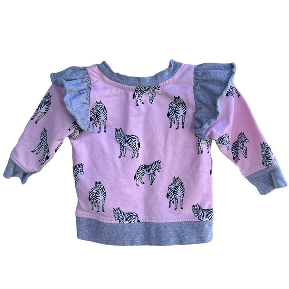 Monica + Andy Organic Cotton Zebra Print Double Ruffle Sweatshirt 12-18 Months - Picture 2 of 7